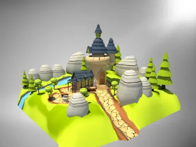 Castle Environment for games and animated videos Low-poly 3D model
