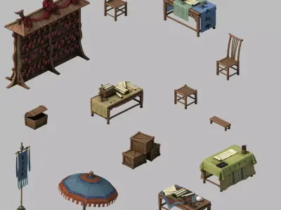 Game Architecture - city - Book Beach 02 3D model
