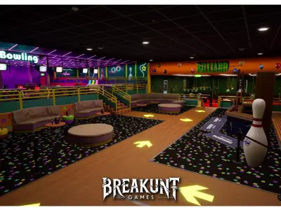 Bowling And Game Center - Unreal Engine 5 Low-poly 3D model