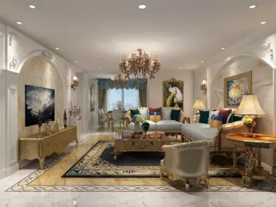 Living and Dining Combo in Empire Style 3D model