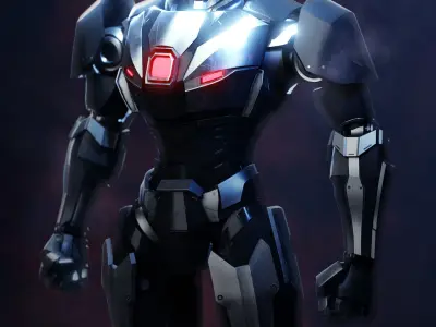 Robot Character Rig RTS03 Low-poly 3D model