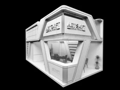 Exhibition booth stand 4 x 8m 3D model