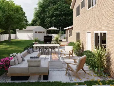 3D Exterior Scene 3D model design garden and landscape 3D model 14