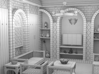 traditional Iranian living room 3D model