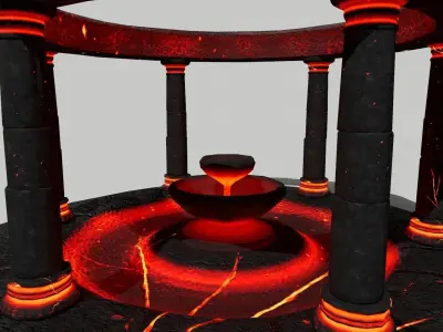 Altar Set fire pit with flames Low-poly 3D model
