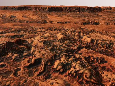 Mars Planet Landscape Desert Terrain Valley 10x10km PBR 02 Low-poly 3D model