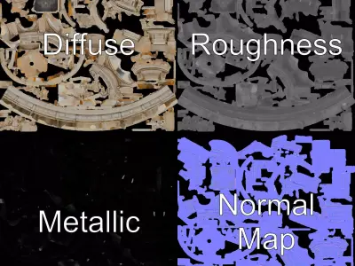 Regal Marble Fountain model pack Low-poly 3D model