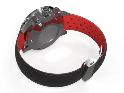  Dual Tone Racing Watch Black Red Strap 