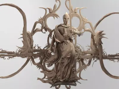 Sir Lamorak knight statue winged 2 3D model