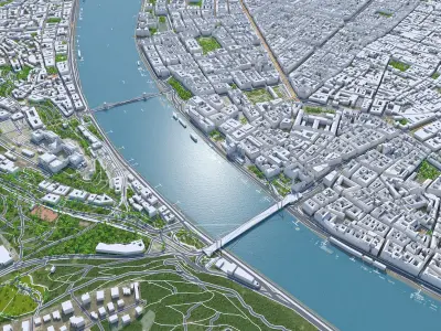 Budapest Downtown in Hungary Low-poly 3D model