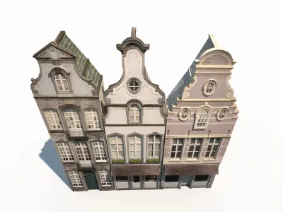 Buildings Facade 180 Low Poly Low-poly 3D model