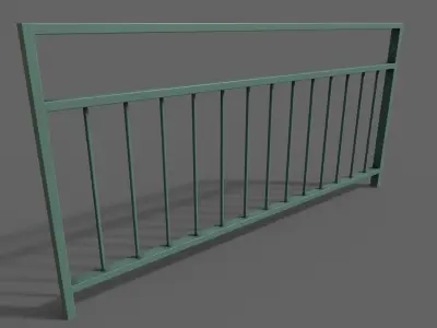 PBR Pedestrian Guard Rail Green V3 Low-poly 3D model