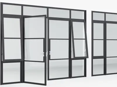 Collection Aluminium door x4 4 3D Model Pack