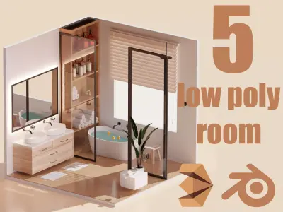 Lowpoly Interior Room 3D Model Pack  Low-poly 3D model