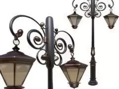 Decorations 2pole Ligting column Low-poly 3D model