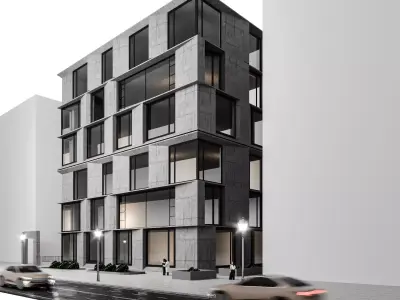Modern Concrete Office Building Exterior for Urban Architecture 3D model