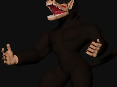 Ozaru gorilla with eyes and hair Low-poly 3D model