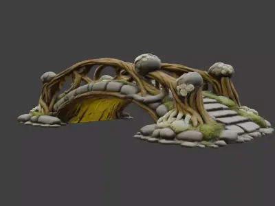 Enchanted Wooden Bridge Low-poly 3D model
