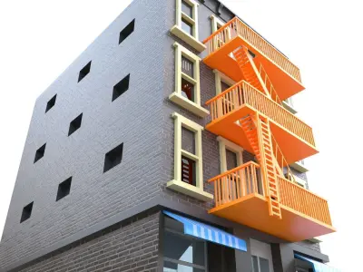 NYC Building 4 - PBR Low-poly 3D model