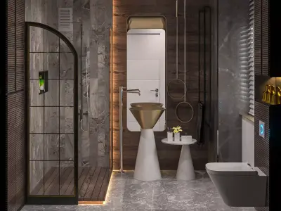 SHOWER SET  FULL SCENE 2 CORONA-VRAY Low-poly 3D model