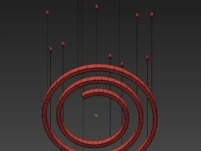 CONCEPT circular light fixture with two wires hanging from it 3D model