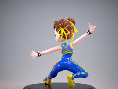 Mini Chun Li Alpha Outfit 02 - Street Fighter Game Figure 3D print model