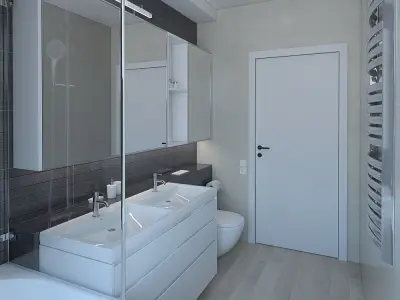Amazing bathroom with dark mozaik  tiles 3D model