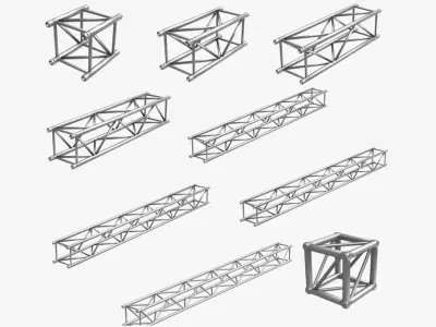 Big Square Truss Collection - 10 PCS Modular 3D model