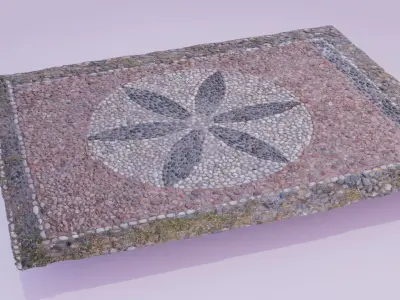 Pebble stone mosaic sidewalk raw scan 01 3D model
