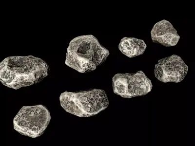 Fossil Shell Rocks Pack - 8 Game-Ready Low Poly Stones Low-poly 3D model