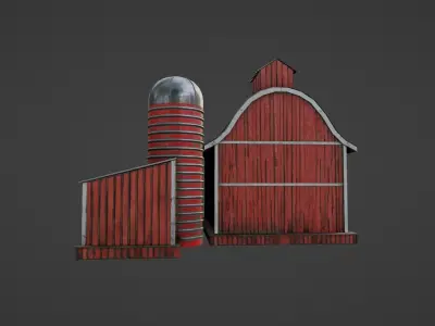 western style farm house red barn with 4k pbr textures Low-poly 3D model