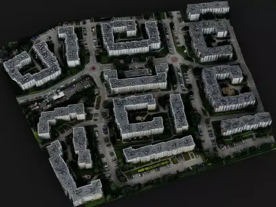 town segment buildings area drone PBR photogrammetry Low-poly 3D model