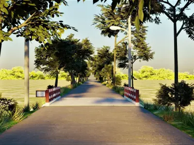 Small Bridge with Road 3D model