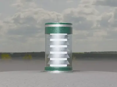 Low-Poly Moss Green Light Column 3 - Street Light Set-9 Low-poly 3D model