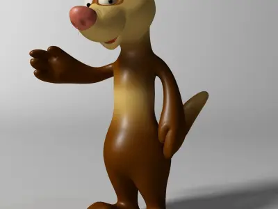 Cartoon Ferret Rigged and Animated Low-poly 3D model