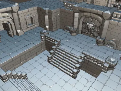Modular Dungeon Set - Proto Series Low-poly 3D model
