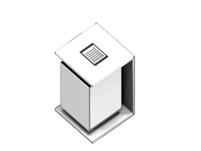 Aluminum height adjustable box type trash can Low-poly 3D model