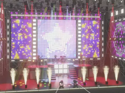 Animated OPEN AIR stage EEVEE render 3D model