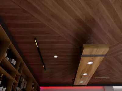 wooden chandelier Low-poly 3D model