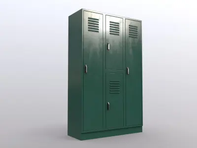 PBR School Gym Locker 05 - Green Dark Low-poly 3D model