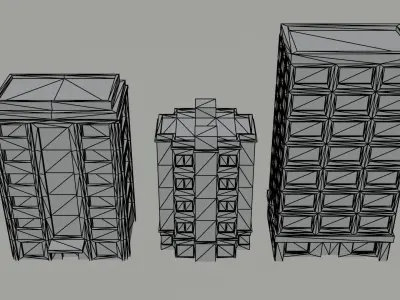 Cartoon city apartments Polygonal Style Low-poly 3D model