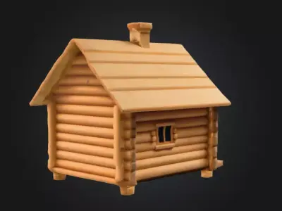 Cozy Log Cabin Low-poly 3D model