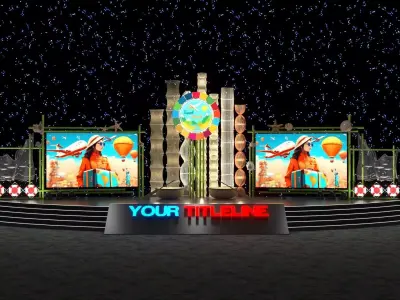 Travel Theme LED Event Stage 3D model
