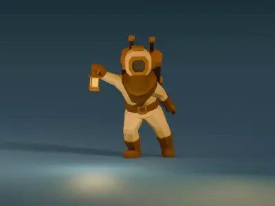 UNRIGGED VERSION LOW-POLY DIVER Low-poly 3D model