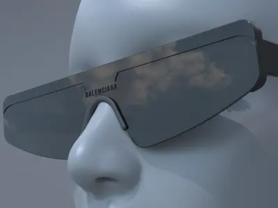 Balenciaga ski rectangle sun glasses 3D model