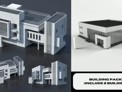  Building pack 2 building 3D model Low-poly 3D model