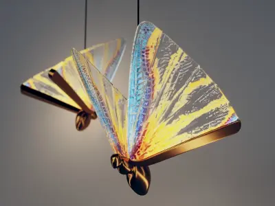 Lights Pendant Butterfly Art Light Low-poly 3D model