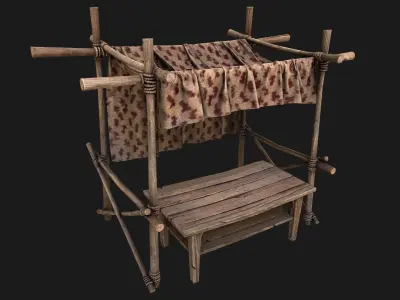 Market Red Stall Low-poly 3D model