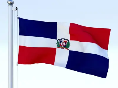 Animated Dominican Republic Flag Low-poly 3D model