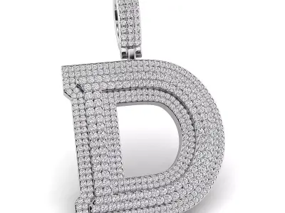 Alphabet Latter D Diamond Pendent 3D print model